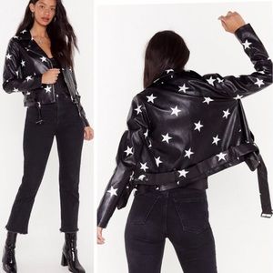 Nasty Gal Star Faux Leather Jacket